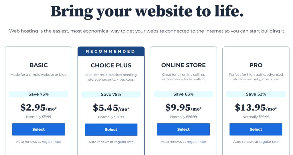 bluehost plans - how to choose a website hosting plan when starting a blog